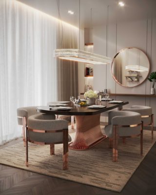 Castro Lighting Spacium Suspension flusso dining table marie chair ambiente